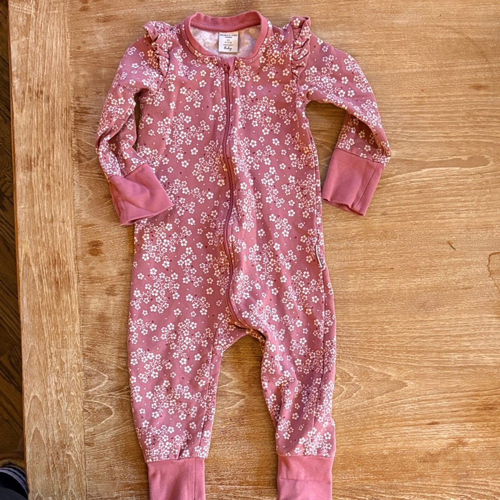 Polarn O. Pyret Pink Floral Kids One Piece